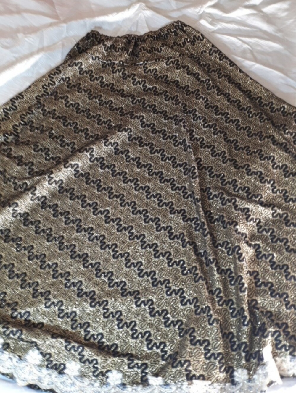 Black & Gold Sequin Midi Skirt